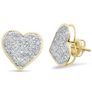 .54ct G SI 10 Yellow Gold Diamond Heart Earrings